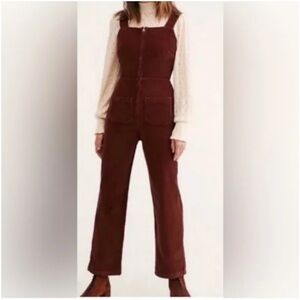 Preowned Women's Free People Luna Brown One Piece Corduroy Jumpsuit Sz 10